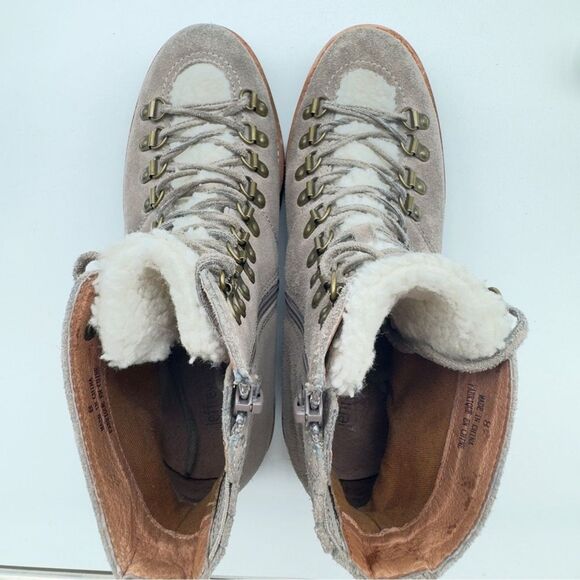 Jeffrey Campbell Culvert suede winter warm fur lace up boots block heel womans 8 - Picture 9 of 10